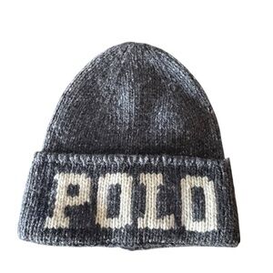 Polo Ralph Lauren Gray POLO Wool Beanie Hap Cap RL 67 on Back One Size NWT